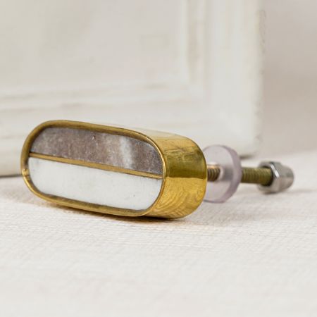 Grey and White Stone Dresser Knobs